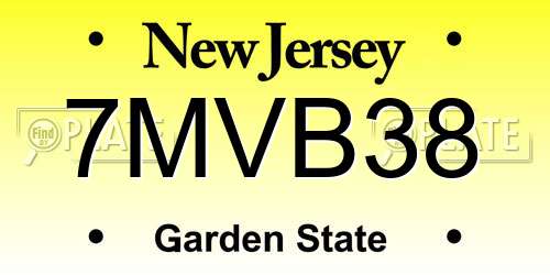 7MVB38 New Jersey License Plate