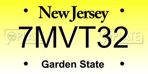 7MVT32 New Jersey License Plate