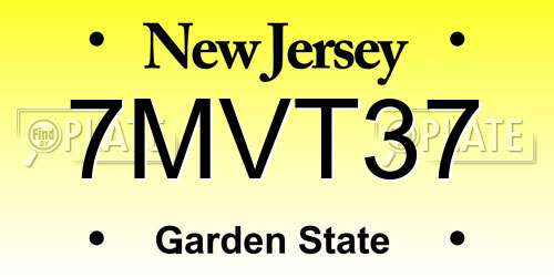 7MVT37 New Jersey License Plate