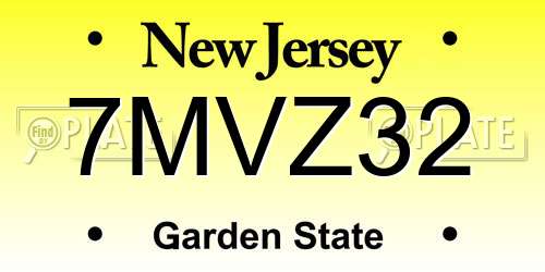 7MVZ32 New Jersey License Plate