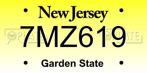 7MZ619 New Jersey License Plate