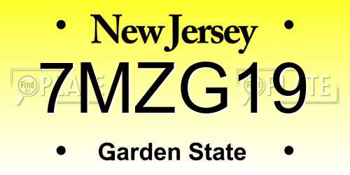 7MZG19 New Jersey License Plate