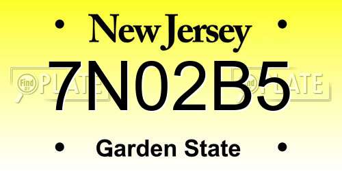 7N02B5 New Jersey License Plate