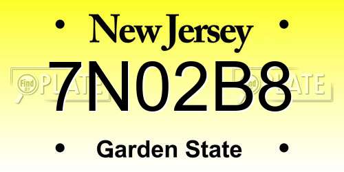 7N02B8 New Jersey License Plate