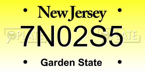 7N02S5 New Jersey License Plate