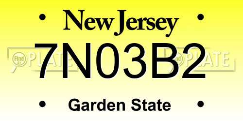 7N03B2 New Jersey License Plate