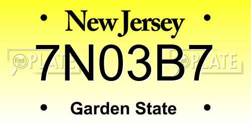 7N03B7 New Jersey License Plate