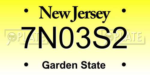 7N03S2 New Jersey License Plate