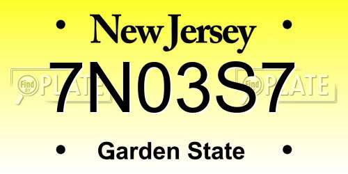 7N03S7 New Jersey License Plate