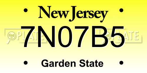 7N07B5 New Jersey License Plate
