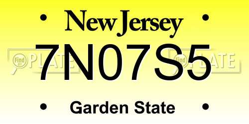 7N07S5 New Jersey License Plate