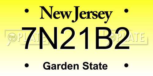 7N21B2 New Jersey License Plate