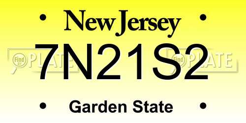 7N21S2 New Jersey License Plate