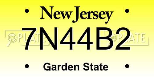 7N44B2 New Jersey License Plate