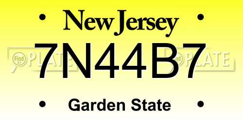 7N44B7 New Jersey License Plate