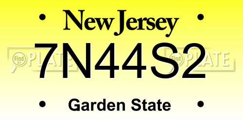 7N44S2 New Jersey License Plate