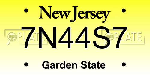 7N44S7 New Jersey License Plate