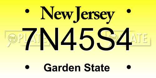 7N45S4 New Jersey License Plate