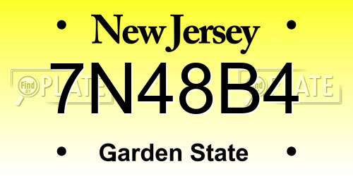 7N48B4 New Jersey License Plate