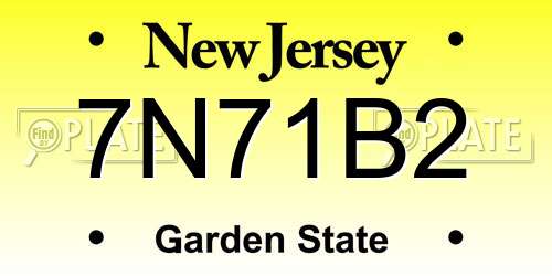 7N71B2 New Jersey License Plate