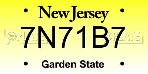 7N71B7 New Jersey License Plate