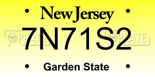 7N71S2 New Jersey License Plate