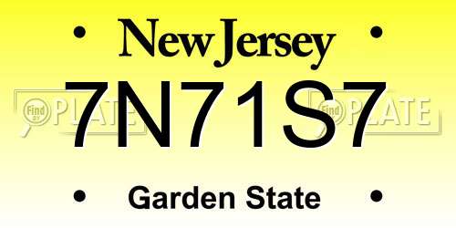 7N71S7 New Jersey License Plate