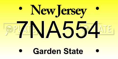 7NA554 New Jersey License Plate