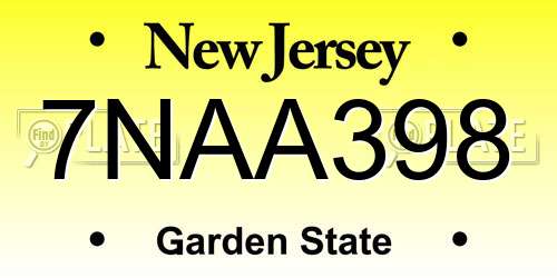 7NAA398 New Jersey License Plate