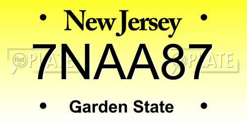 7NAA87 New Jersey License Plate