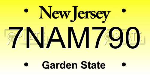 7NAM790 New Jersey License Plate