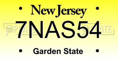 7NAS54 New Jersey License Plate