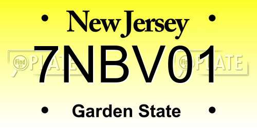 7NBV01 New Jersey License Plate