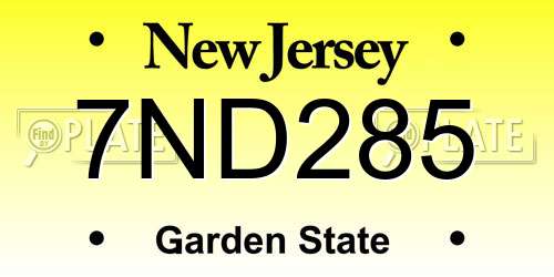 7ND285 New Jersey License Plate
