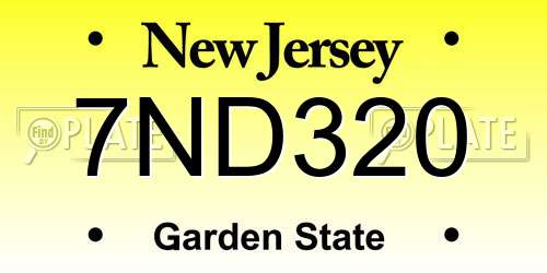 7ND320 New Jersey License Plate