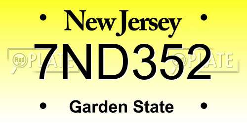 7ND352 New Jersey License Plate