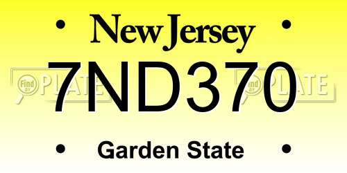 7ND370 New Jersey License Plate