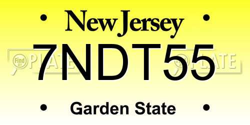 7NDT55 New Jersey License Plate