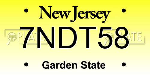 7NDT58 New Jersey License Plate