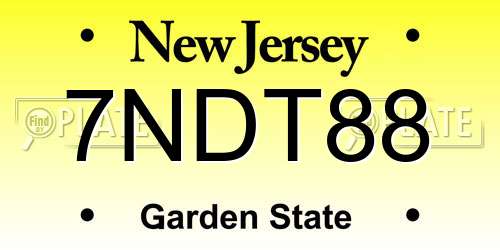 7NDT88 New Jersey License Plate