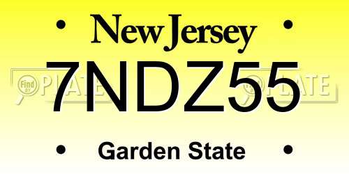 7NDZ55 New Jersey License Plate
