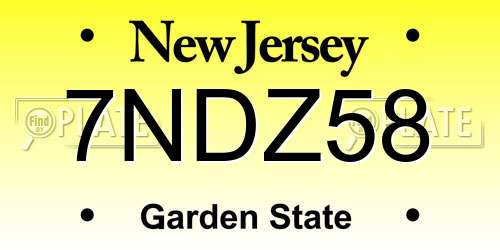 7NDZ58 New Jersey License Plate