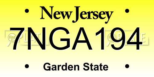 7NGA194 New Jersey License Plate