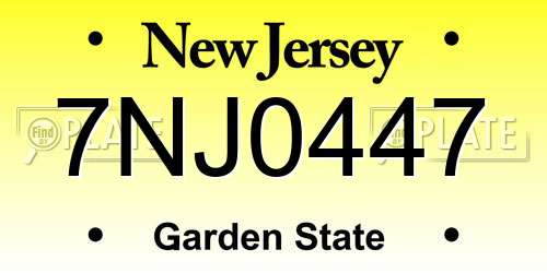 7NJ0447 New Jersey License Plate