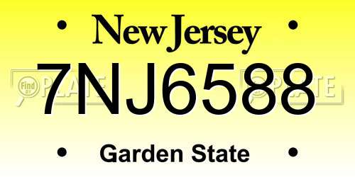 7NJ6588 New Jersey License Plate