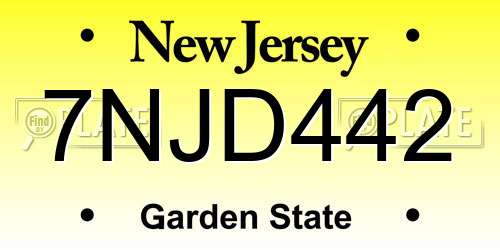 7NJD442 New Jersey License Plate