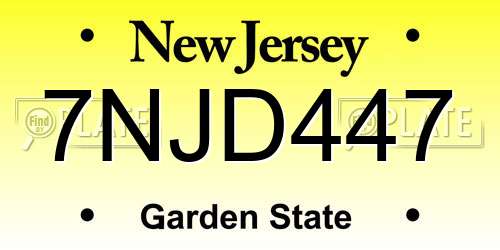 7NJD447 New Jersey License Plate