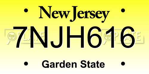 7NJH616 New Jersey License Plate