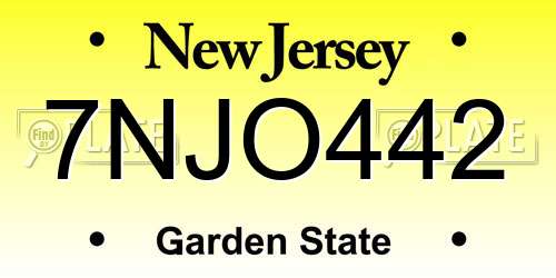 7NJO442 New Jersey License Plate