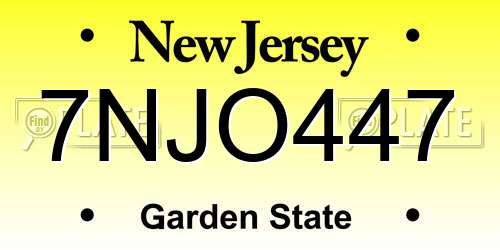 7NJO447 New Jersey License Plate